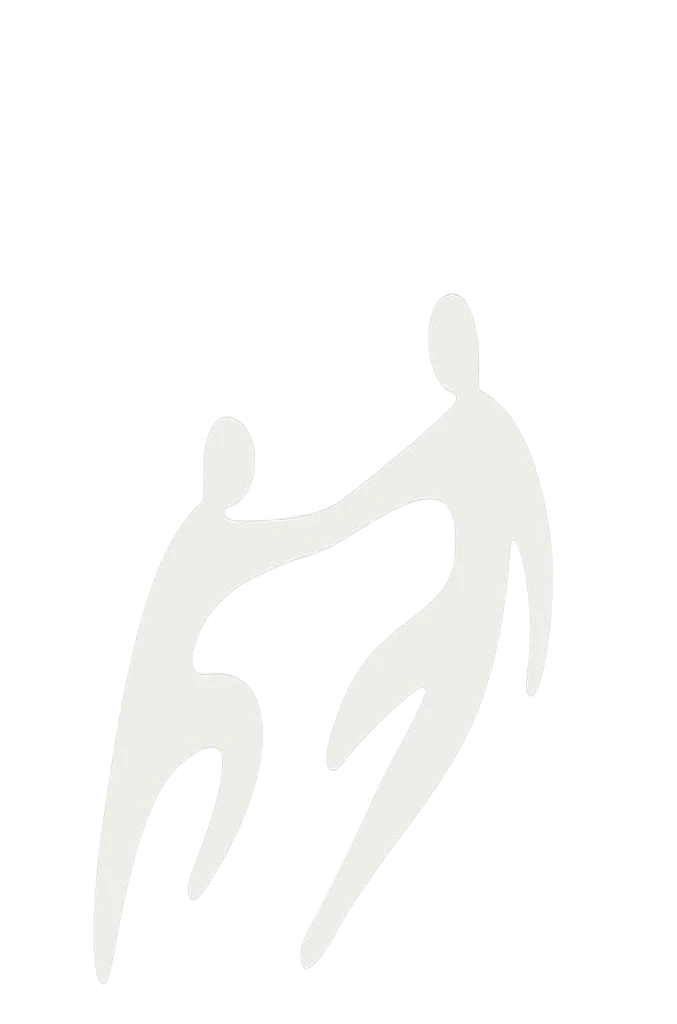 Two human figures reaching toward each other